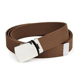 Hold’Em Mens Military Canvas Webbing Belts Slider Buckle Adjustable - Brown